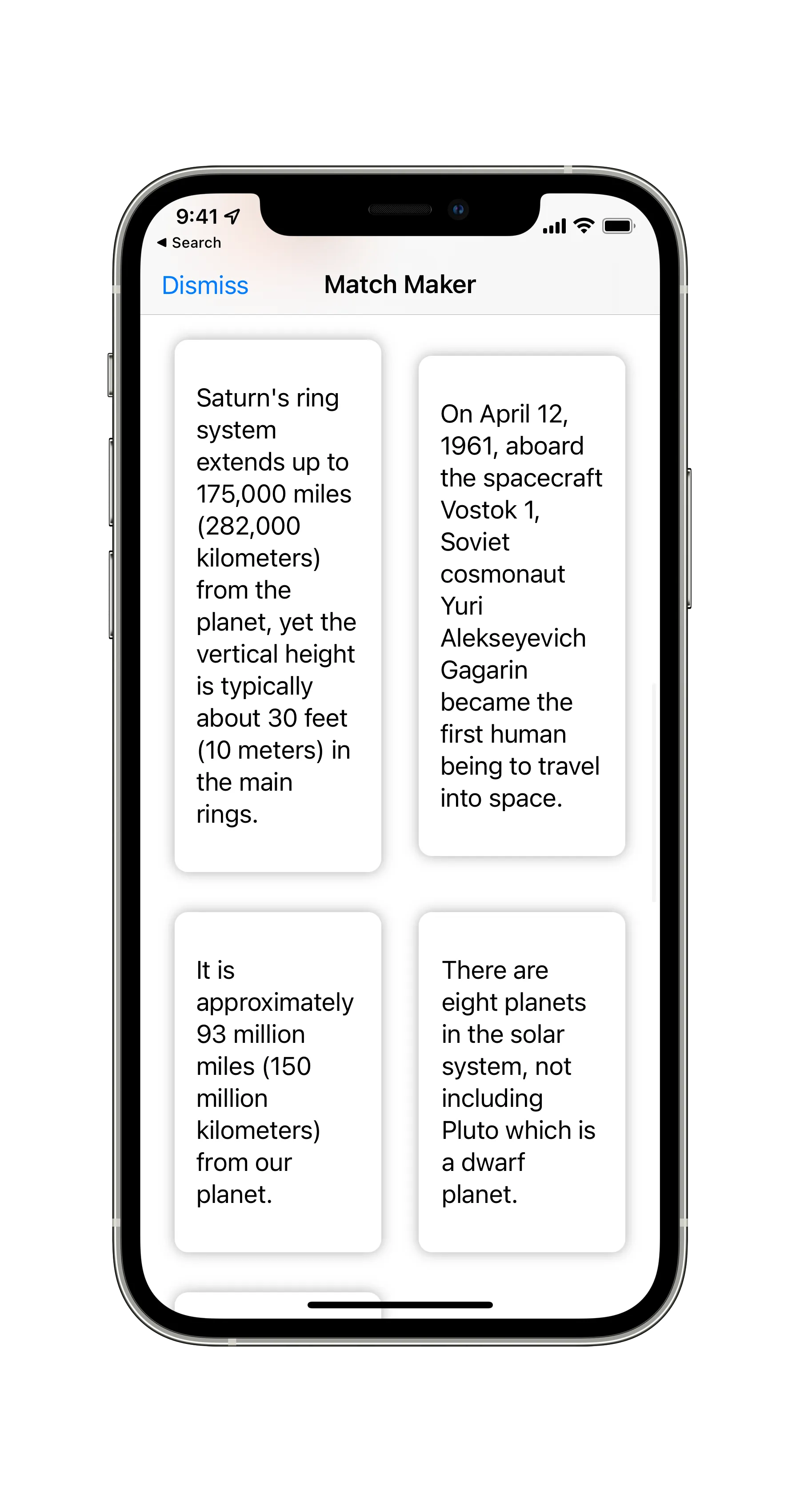 iPhone Study Match Maker